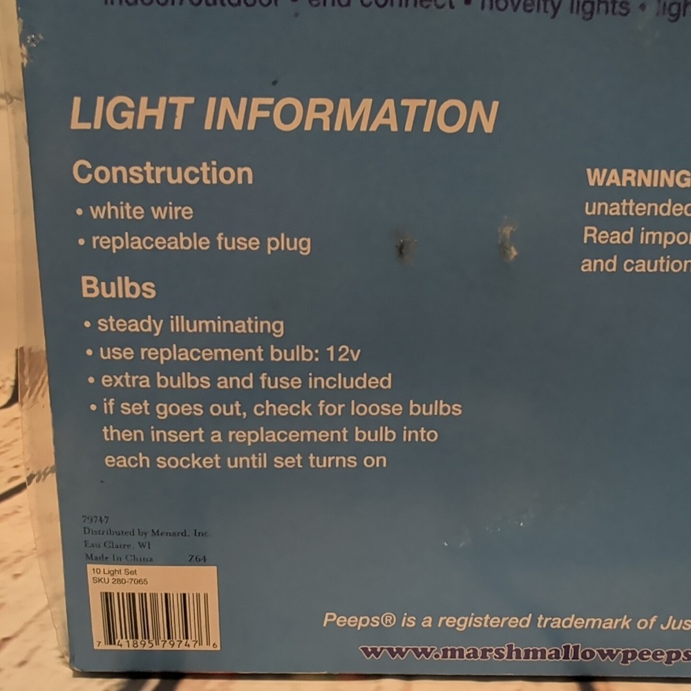 NIB Vintage Blue Peeps 10 Bunny Lights - Picture 6 of 7